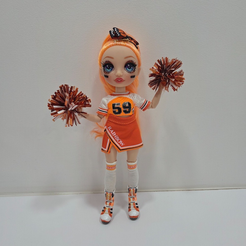 Rainbow High Cheerleader Poppy Rowan Doll Complete w/ Outfit & Cheer Pom Poms